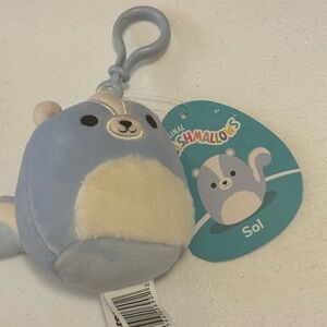 Sol 3” Fuzzy Belly & Tail Skunk Clip Original Squishmallows Plush